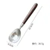 Juego de dos cucharas para sandía de acero inoxidable 201 con mango de madera, para uso doméstico, cuchara redonda grande, mango de madera aislado, cuchara de sopa, cuchara para arroz