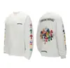 Versión Correcta de 25S Marca de Moda Corazón Cromado Algodón Puro de Doble Hilo de Alta Calidad Camiseta de Manga Larga Estampada para Hombre y Mujer