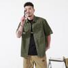 Camisa Crock para Hombre de Manga Corta Estilo Americano Retro Algodón Puro Holgada Superior Verano Paracaidista Camisa de Cinco Puntos Manga Media Talla Grande Ropa