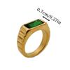 Anillo de Moda Retro de Estilo Lujo Ligero con Zircón Cuadrado Verde Piedra Natal de Mayo Chapado en Oro de 18K Joyería de Acero Inoxidable