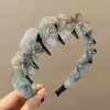 Diadema de corona alta estilo coreano, diadema de borde ancho, diadema para lavarse la cara con dientes, accesorio para el cabello de tela a cuadros de alta gama