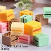 Resina simulação comida brincar quadrado sanduíche bolo capa de celular chaveiro grampo acessórios decorativos material diy atacado