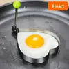 Conjunto de 4 anéis de ovo em aço inoxidável, moldes de ovo redondos, em formato de estrela e coração, ferramentas antiaderentes para fritar ovos, acessórios de cozinha para RV, moldes não elétricos para formar ovos para panquecas e omeletes, ferramentas de fritura de ovos para cozinha de restaurante, ferramentas de lancheira em formato de coração