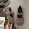 Zapatos de mujer Mary Jane de una tira, escotados, de suela plana, con hebilla, de terciopelo, retro, 2026, puntera cuadrada, suela blanda, versátiles, nuevos, de lunares