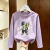 Camiseta de manga larga para niño 2026 modelo nuevo de otoño, manga larga algodón puro estampado de dibujos animados camiseta base para niños top