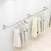 Arara de exposição de roupas montada na parede cabide de vestiário Barra de aço inoxidável arara de exposição de loja de roupas montada na parede Cabide de parede
