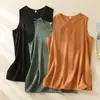Fotos reais 2025 novo colete feminino de algodão e linho tingido em fio para todas as estações, casual