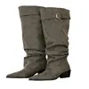 Botas Altas de Punta para Mujer Chuyuji con Hebilla de Cinturón, Nuevas Botas Altas de Tacón Grueso Otoño/Invierno, Nuevas Botas de Montar Estilo Francés 2026