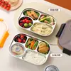 Plato de Cena para Niños de Acero Inoxidable 304 con Tapa, Plato Dividido, Plato de Comida para el Hogar, Plato de Comida para Comedor, Vajilla para Jardín de Infancia