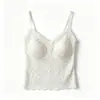 Camisola de encaje para mujer, verano, con copas en el pecho, cuello en V, espalda hermosa, corte ajustado, adecuada tanto para llevar por dentro como por fuera, estilo puro y seductor, top de tubo