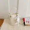 Bolsa de mão simples estilo vertical para mulheres com laço de renda, pingentes de estrela e urso, bolsa transversal com um estilo suave para o dia a dia