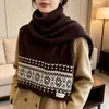 Cachecol Xale Tricotado Gola Alta Fair Isle para Mulheres, Aquecedor de Pescoço Quente Camadas Retro Francês Engrossado de Inverno