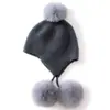 Novo Chapéu de Lã com Orelhas e Pom-Pom Outono e Inverno Quente Anti-Frio Chapéu Feminino Simples Versátil Gorro