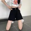 Shorts Jeans Simples para Mulheres, Novo Estilo Primavera/Verão 2023, Cintura Alta, Emagrecimento, Perna Larga, Corte A, Versátil, Hot Pants Jeans da Moda