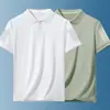 Camisa Polo de Hielo de Seda para Hombre de Verano Cuello Campana Manga Corta Negocios Color Sólido Cuello Polo Manga Corta Cómoda Versátil Transpirable Moderna