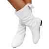 Cross-border Novo plus size Lace-up Botas altas finas femininas Outono e inverno Branco Estudante Botas de couro de salto grosso Amazon
