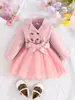 Traje de Manga Larga para Primavera y Otoño 2025 con Vestido de Malla, Vestido Popular de Moda Trendy para Niñas Europeo y Americano
