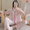 Pijama para Mujer Verano Tejido Algodón Burbuja Tela Arrugada Estilo Princesa Ins Lindo Conjunto de Pantalones Cortos y Camiseta de Manga Corta Ropa de Casa Delgada