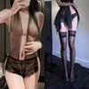 Lencería Sexy, Atuendo Sexy Transparente, Mono de Encaje Tentación, Cita Nocturna de Chica, Deseo Puro, Espalda Descubierta, No Necesita Quitarse, Pasión