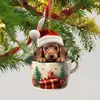 Decoración de perro taza dulce transfronteriza colgante decoración interior colgante divertida acrílico colgante decoraciones de Navidad