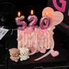 520 Decoración de Pastel de Oso de San Valentín Moderna Corazón de Confesión de Pareja Globo de Amor Velas Topper
