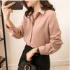 Nova camisa feminina simples da primavera das mulheres de manga comprida Chiffon top bom para a cor sólida coreano estilo camisa de lapela