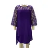Vestido de Chiffon com Renda Patchwork de Manga Três Quartos e Barra Irregular, Estilo Europeu e Americano, Disponível