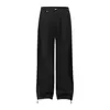 Y6002 Estilo Retro High Street Americano Unisex Color Sólido Diseño Plisado con Caída Pantalones de Chándal Casual Rectos Holgados para Hombre