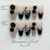 [Puro tiro manual real] gelo manual puro através de nail art linha preta Camélia preta borboleta flash Diamond Pearl usar armadura