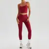 Conjunto de Sutiã Esportivo de Manga Curta com Gola Halter e Bolso para Corrida e Yoga Calça Longa e Curta para Mulheres