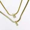 Collar Transfronterizo Estilo Europeo y Americano con Iniciales, Pedrería y Circonita Dorada, Collar con Letra de Nombre para Mujer Colgante