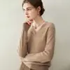 Suéter de cachemira 100% suave como una nube, amigable con la piel, versátil, elegante, cuello en V simple, tejido de hombro raglán