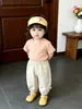 Conjunto de Verano para Niñas Estilo Coreano Bebé Verano Camiseta Lisa Delgada + Pantalones Casuales de Linterna Conjunto Versátil de Dos Piezas para Salir