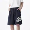 Shorts de Retalhos com Estampa de Boca de Tubarão Estilo High Street Americano para Homens, Shorts Esportivos Casuais de Verão com Corte Reto Solto