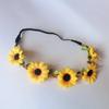Faixa de Cabeça Floral Feminina e Infantil com Cinco Flores para Fotografia de Casamento, Viagem, Férias, Guirlanda de Praia, Girassol