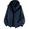 Chaqueta con capucha tres en uno de forro compuesto de grafeno de doble capa, abrigo deportivo unisex con logo impreso