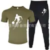 Nuevo Traje Casual de Dos Piezas para Hombre, Camiseta de Manga Corta de Color Sólido con Estampado, Pantalones, Ropa Deportiva Casual de Verano