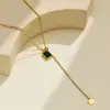 Moda Europea y Americana Cadena para Clavícula Esmeralda Lujo Accesible Cadena para Suéter de Diseño de Nicho Colgante de Circonita Verde Collar de Tirar