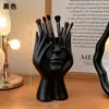 Tubo de Almacenamiento de Rostro Humano Abstracto Creativo Transfronterizo para Escritorio, Soporte para Brochas de Sombra de Ojos y Lápiz de Cejas, Estante de Almacenamiento Multifuncional