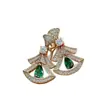 Brincos Esmeralda Populares da Baohome para Mulheres, Banhados a Ouro Rosa 18K, Cheios de Diamantes, Elegantes em Forma de Leque, Estilo Ins Versátil, Venda Direta da Fábrica