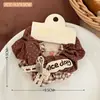 Goma para el pelo floral con forma de corazón artístico estilo vintage coreano color café para niñas, que ofrece un look de alta gama, elegante y a la moda