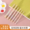 Set de 6 Pinceles de Cerdas de Cerdo para Óleo, Pinceles de Madera para Pintar, Pinceles Planos para Acrílico, Pinceles para Pintar, Materiales de Arte, Pinceles con Plantilla Especial