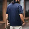 Nueva Camiseta de Algodón Pesado con Textura Estilo Americano para Hombre, Manga Corta, Nueva de Primavera y Otoño para Hombre, Cuello Redondo Holgado Bordado