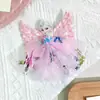 Grampo de Cabelo Princesa Elsa Congelante Asas Fofas de Lantejoulas Grampo de Cabelo Infantil Vestido de Princesa de Tela Acessórios de Cabelo