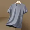 Camisa de Seda de Hielo de Manga Corta Lista para Usar del Fabricante para Hombre, Verano, Delgada, de Secado Rápido, Malla, Top Deportivo, Camiseta de Media Manga, Ropa de Verano