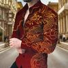 Camisa estampada de moda para hombre, nueva camisa informal de manga larga con solapa para comercio exterior transfronterizo 2023