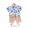 Conjunto de Camisa de Manga Corta con Letras Inglesas para Niños Estilo Occidental Infantil Coreano Delgado Ropa de Verano Ropa Exterior para Bebé Ropa Infantil