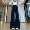Jeans acampanados azul oscuro para mujer talla grande, nuevo estilo de verano 2027, pantalones anchos holgados y adelgazantes para figuras tipo pera