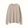 Suéter de Cachemira para Mujer Cuello Redondo Otoño e Invierno Estilo Nuevo Mangas Caídas Mangas Largas Jersey con Bolsillo Lana Moda Tejido Suéter Básico