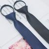 Gravata Masculina Pronta do Fabricante Zíper 6cm Estreita Cor Pura Sarja Escura Preguiçosa Fácil de Puxar Gravata Preta